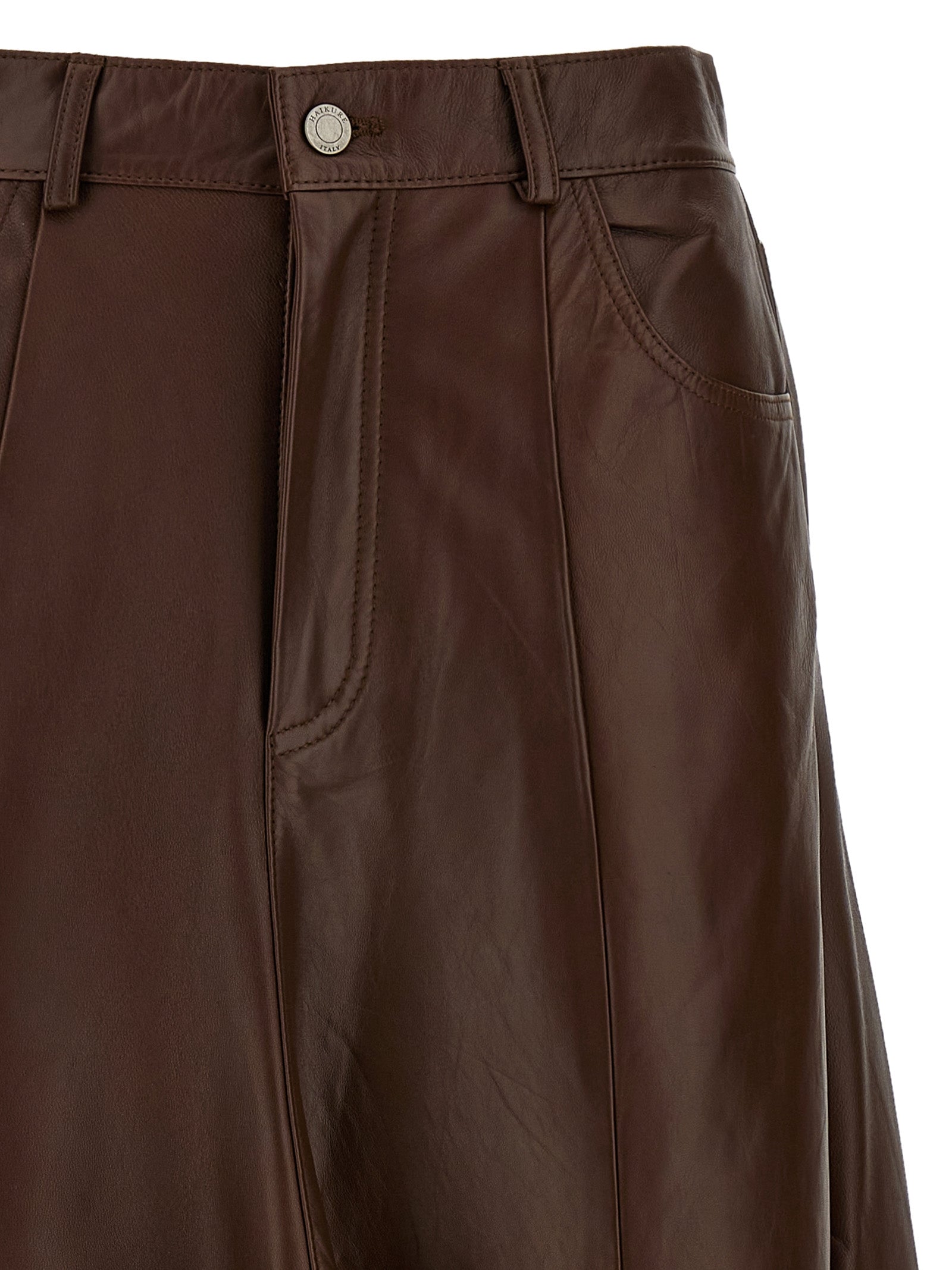 Haikure Mid Serenity Leather Skirt — Brown Midi Skirt