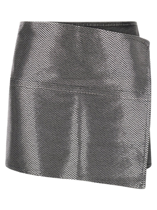 Haikure May Skirt — Cotton Denim Miniskirt, Gray