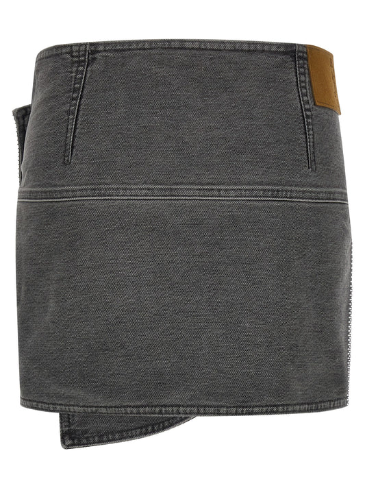 Haikure May Skirt — Cotton Denim Miniskirt, Gray
