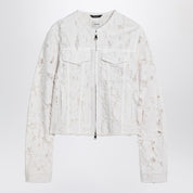 Haikure White jacket with rips in cotton