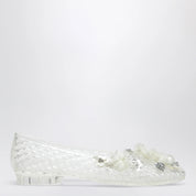 Heavenly Jelly Transparent Lily ballet flats in PVC with beaded flowers