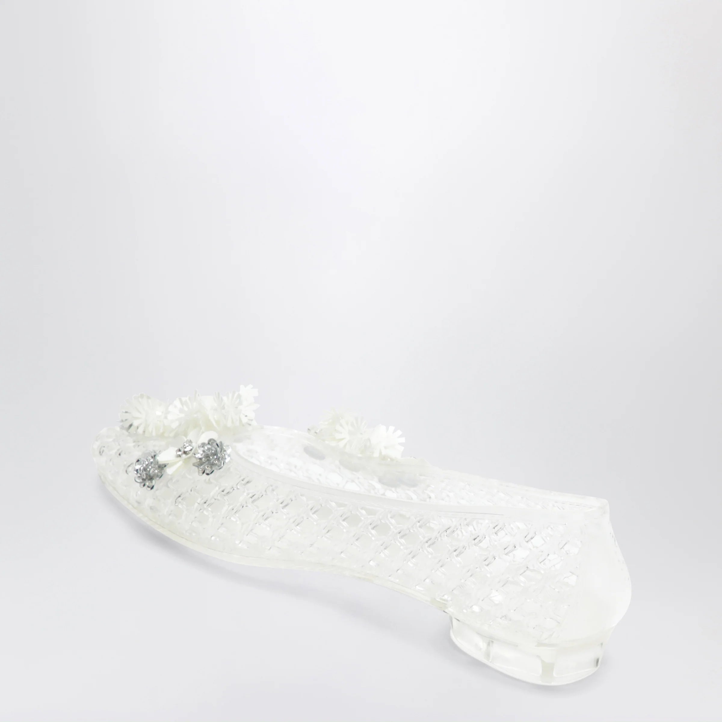 Heavenly Jelly Transparent Lily ballet flats in PVC with beaded flowers