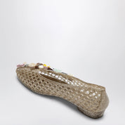 Heavenly Jelly Gold Orchid ballet flats in PVC with beaded flowers