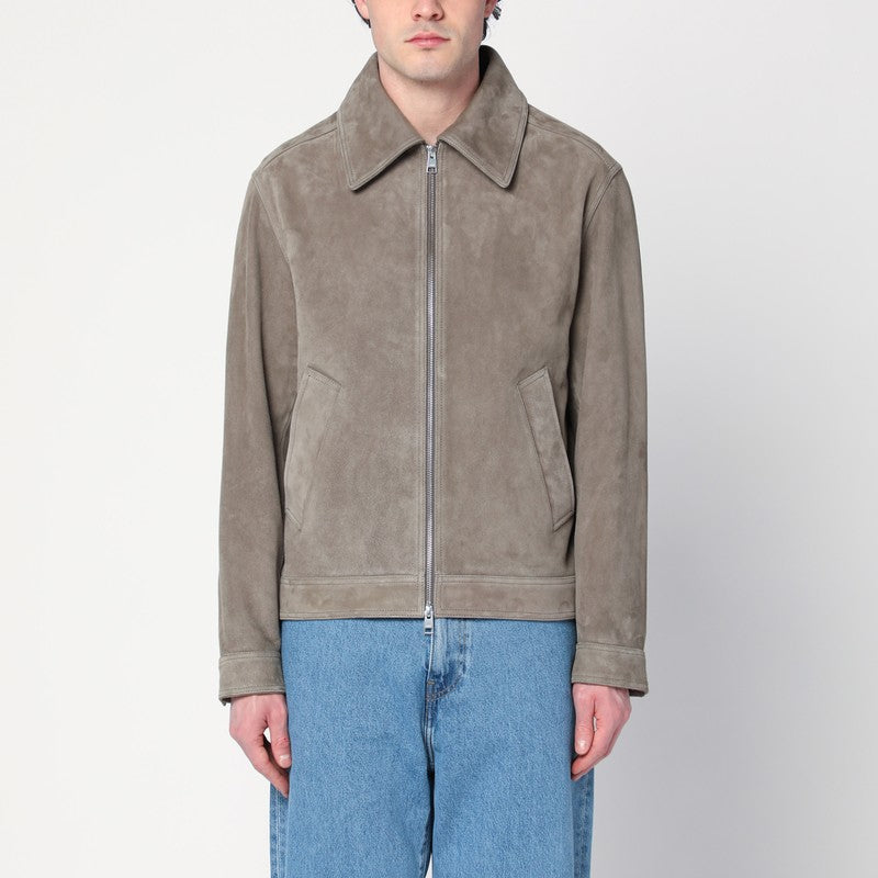 Ami Paris Gray suede zip-up jacket