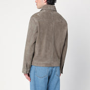 Ami Paris Gray suede zip-up jacket