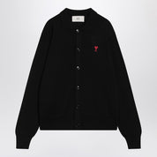 Ami Paris Ami De Coeur black cardigan in merino wool