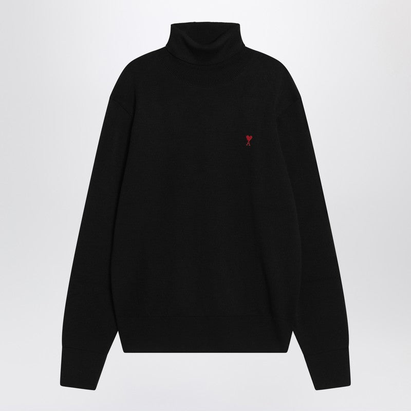 Ami Paris turtleneck sweater Ami De Coeur in black wool
