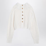 Max Mara white perforated wool and cashmere sweater