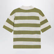 Ami Paris Ami de Coeur striped cotton knit polo shirt