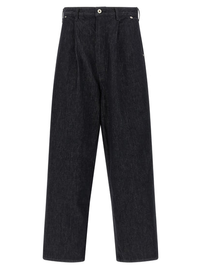 Comme Des Garҫons Homme Wide Leg Jeans — Blue Denim