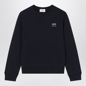 Ami Paris Navy blue sweatshirt with logo in organic cotton