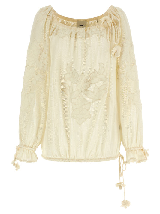 Isabel Marant Dalyna Blouse — Beige Cotton Mesh Shirt