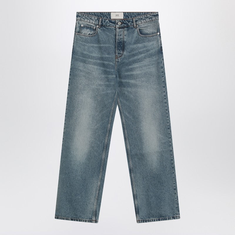 Ami Paris Wide washed denim jeans in blue cotton