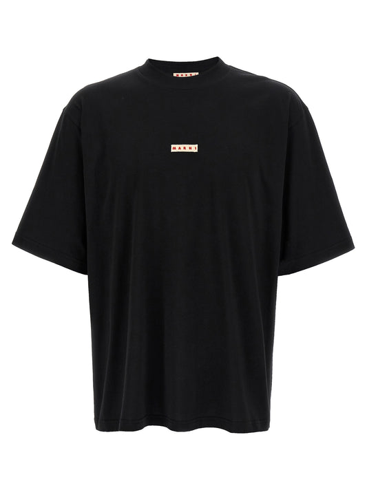 Marni Logo Patch T-shirt for Men — Black Relaxed Fit
