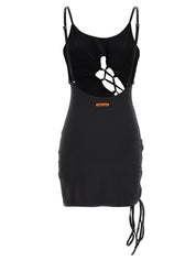 Heron Preston Lace-up Dress — Black Mini Dress, Women