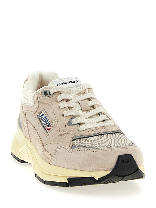 Autry Hyperway Low Sneakers for Men — Beige Suede