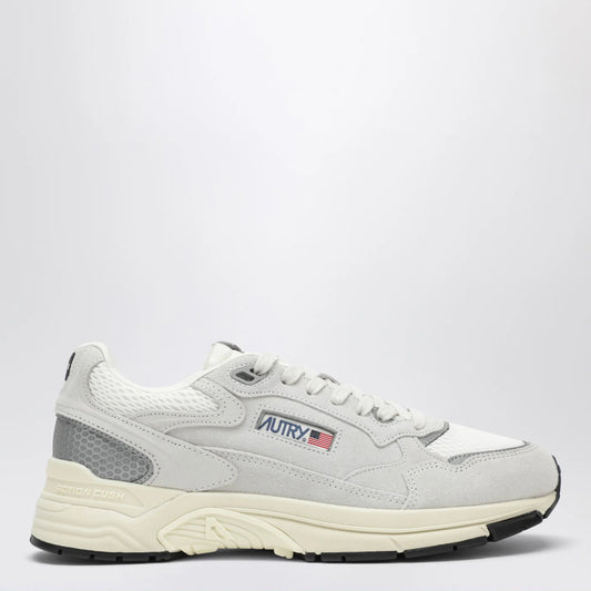 Autry Hyperway Sneakers — White/Silver Mesh & Suede