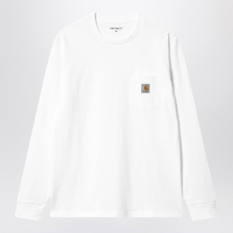 Carhartt WIP White L/S Pocket T-Shirt in Cotton
