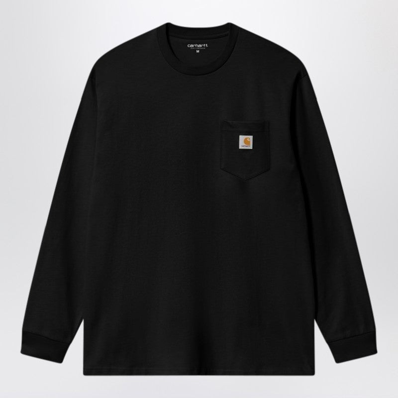 Carhartt WIP Black L/S Pocket T-Shirt in stretch cotton