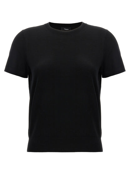 Theory Black Merino Crewneck Sweater — Knitwear