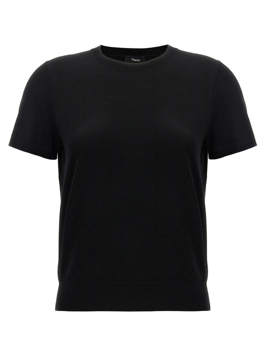 Theory Black Merino Crewneck Sweater — Knitwear