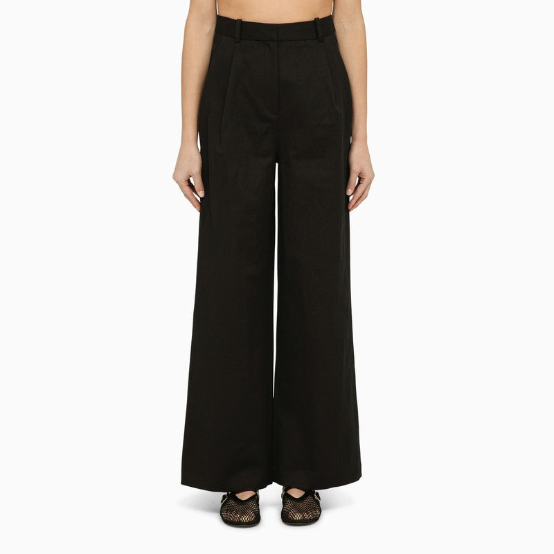 Loulou Studio Black cotton and linen trousers
