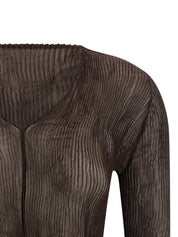 Issey Miyake Chiffon Twist 1 Top — Brown Semi-Transparent