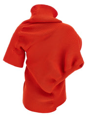 Issey Miyake Life Form Top — Red Stretch Knit (Women)