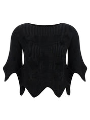 Issey Miyake Linkage Top — Cropped Black Knit (Women)