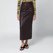 Ivy Oak Burgundy Leather Midi Skirt — Lux Lambskin