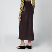 Ivy Oak Burgundy Leather Midi Skirt — Lux Lambskin