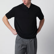 JOHN SMEDLEY Isis Black Cotton Polo Shirt — Men's Topwear
