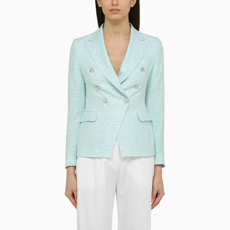 Tagliatore Light blue double-breasted jacket in cotton blend