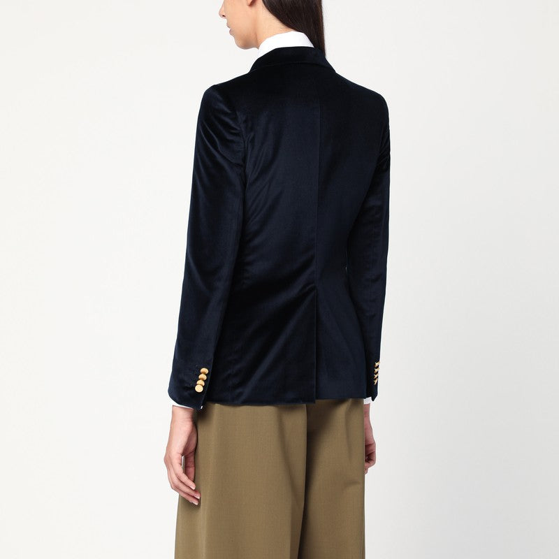 Tagliatore Blue velvet double-breasted jacket