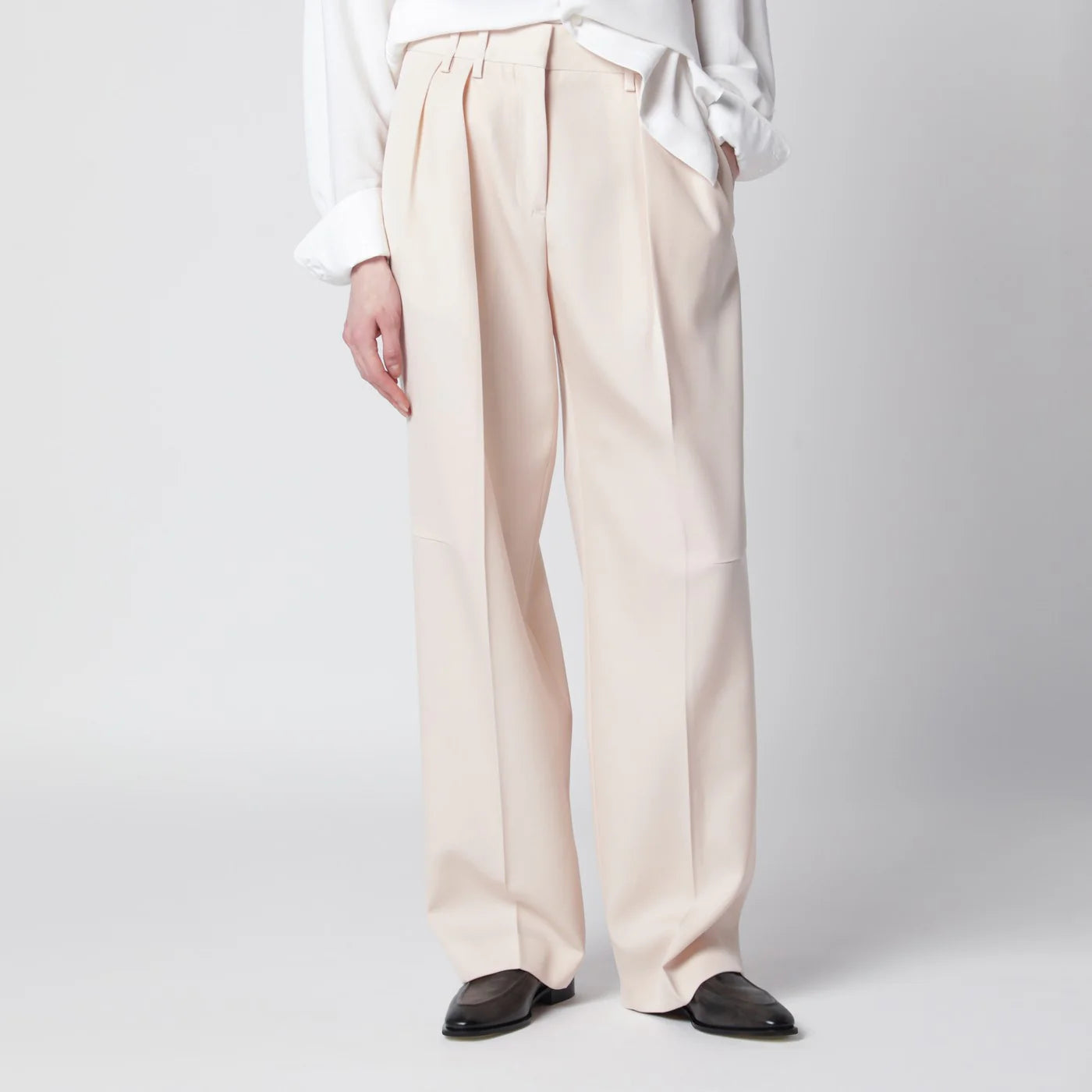 Jil Sander Ivory wool gabardine trousers