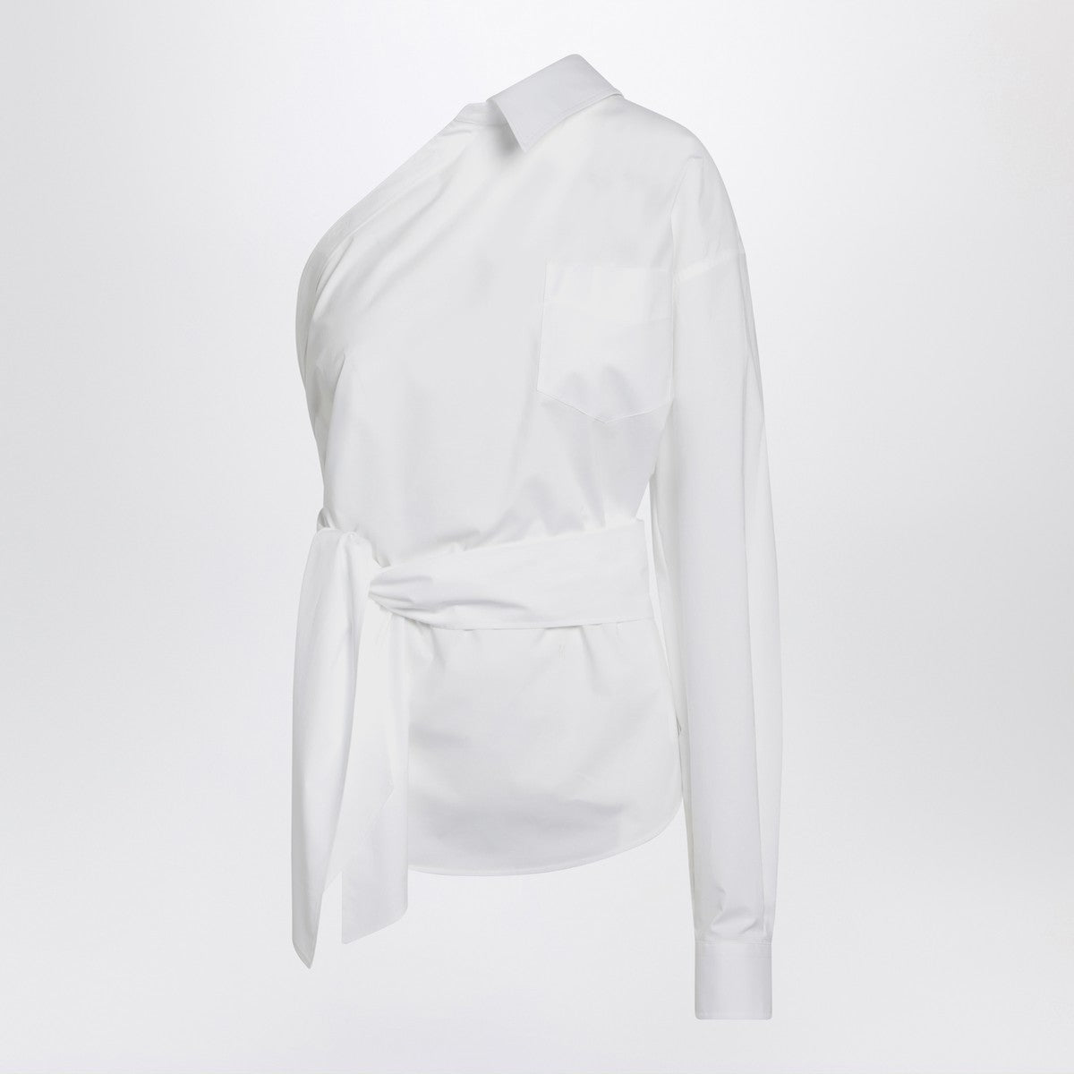 Chemise blanche asymétrique avec ceinture Moschino