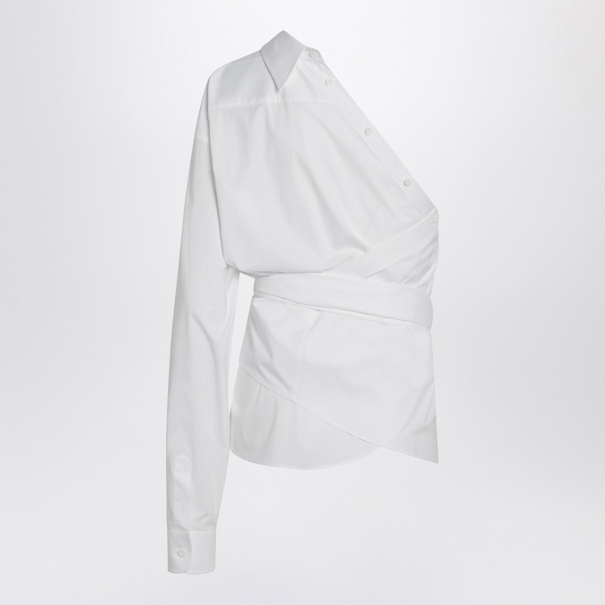 Chemise blanche asymétrique avec ceinture Moschino