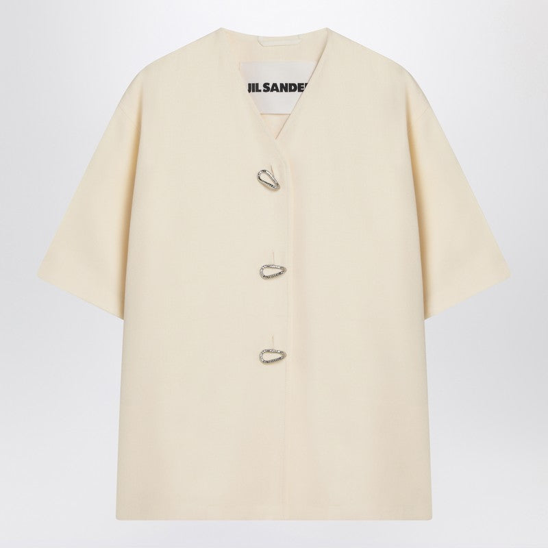Jil Sander Ivory silk blend shirt jacket