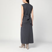 Jil Sander gray wool dress with crossover detail