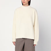 Jil Sander White ribbed crewneck sweater
