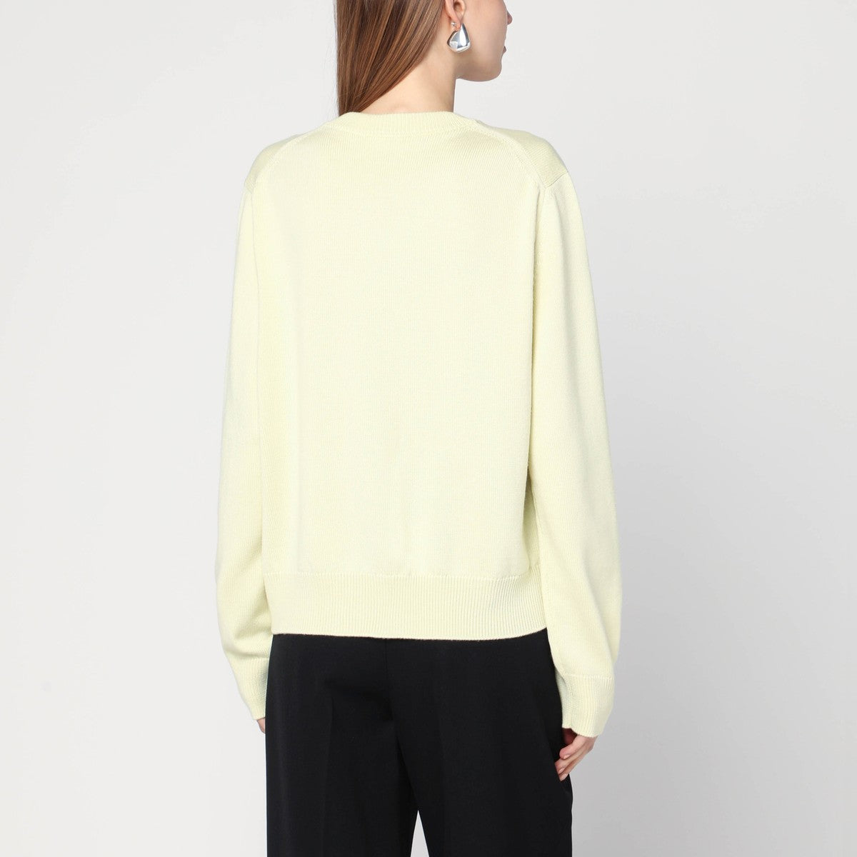 Jil Sander Light yellow cardigan with floral embroidery