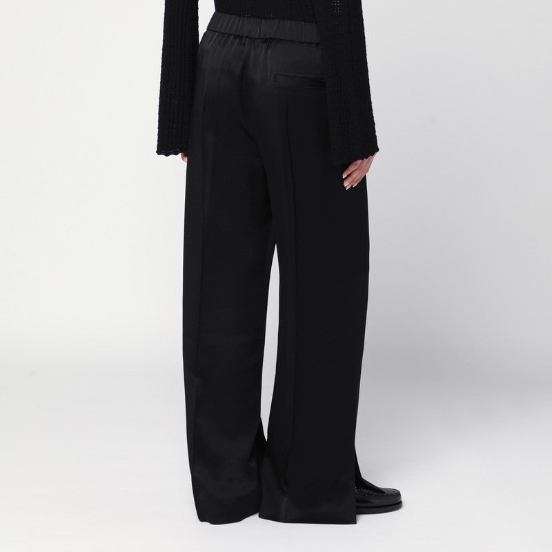Jil Sander Black Satin Palazzo Pants — Wide‑Leg Trousers