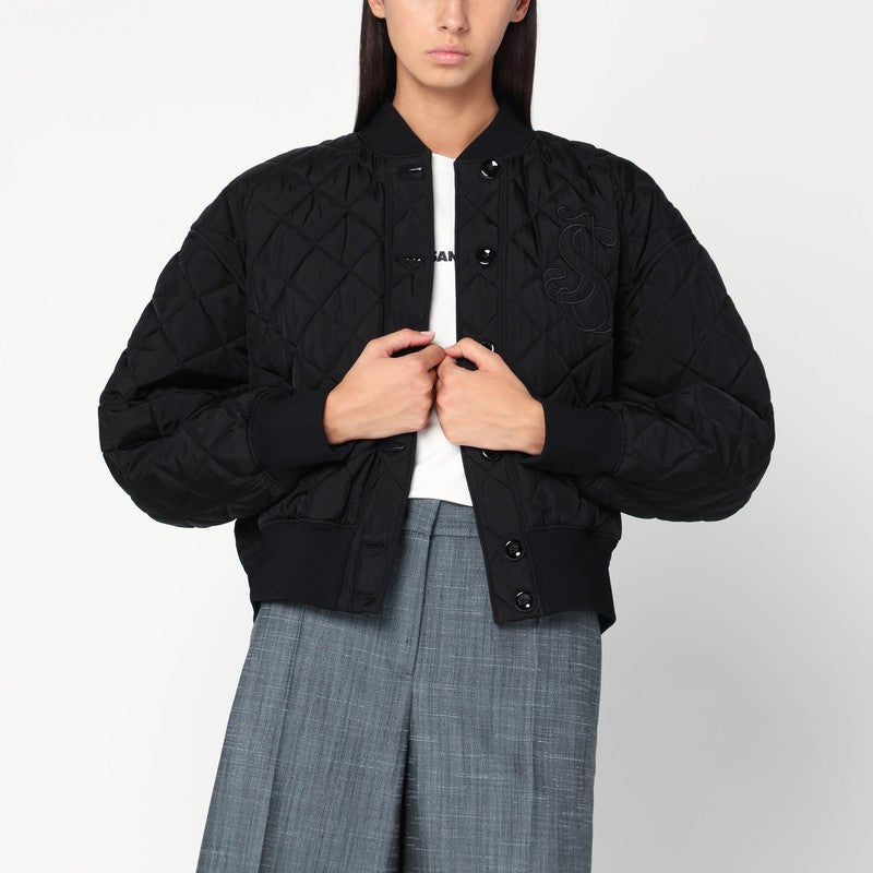 Jil Sander Quilted black bomber jacket