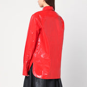 Chemise en lin brillant Jil Sander avec cravate rouge