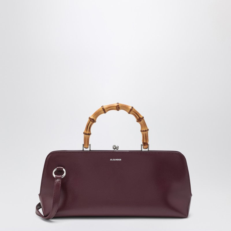 Jil Sander Small Goji Bamboo Bag — Burgundy Shoulder Bag