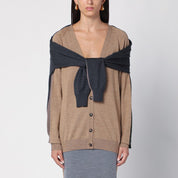 Moschino Beige/grey deconstructed cardigan in virgin wool