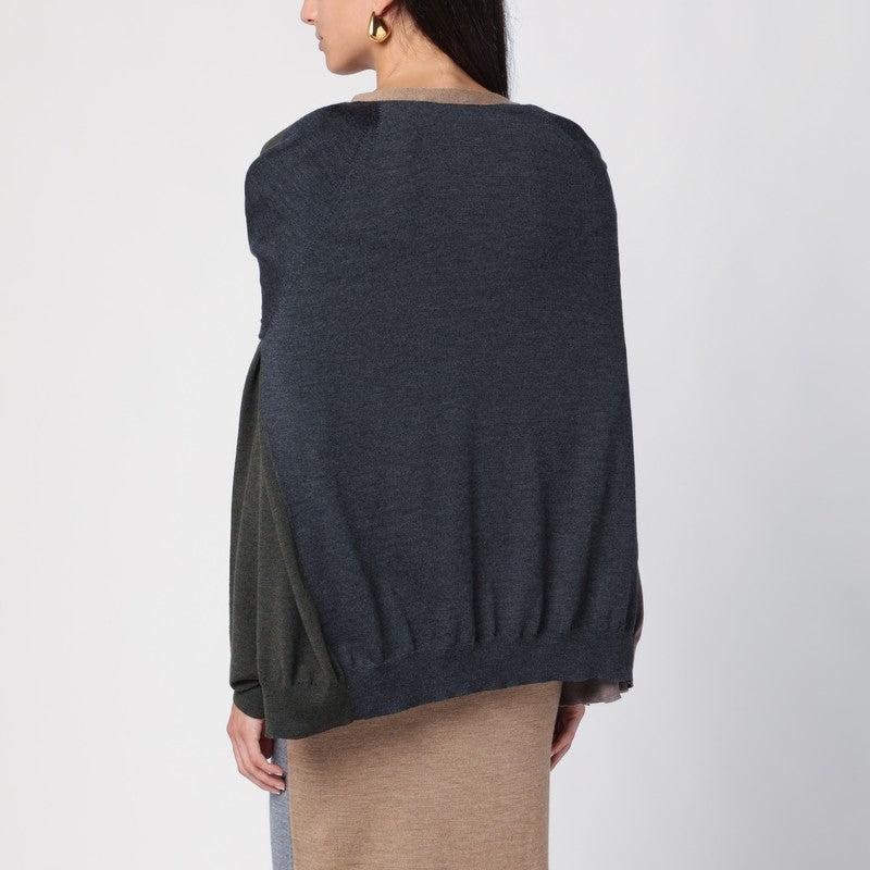 Moschino Beige/grey deconstructed cardigan in virgin wool