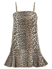 Ganni Leopard Mini Dress — Sustainable Denim Mini
