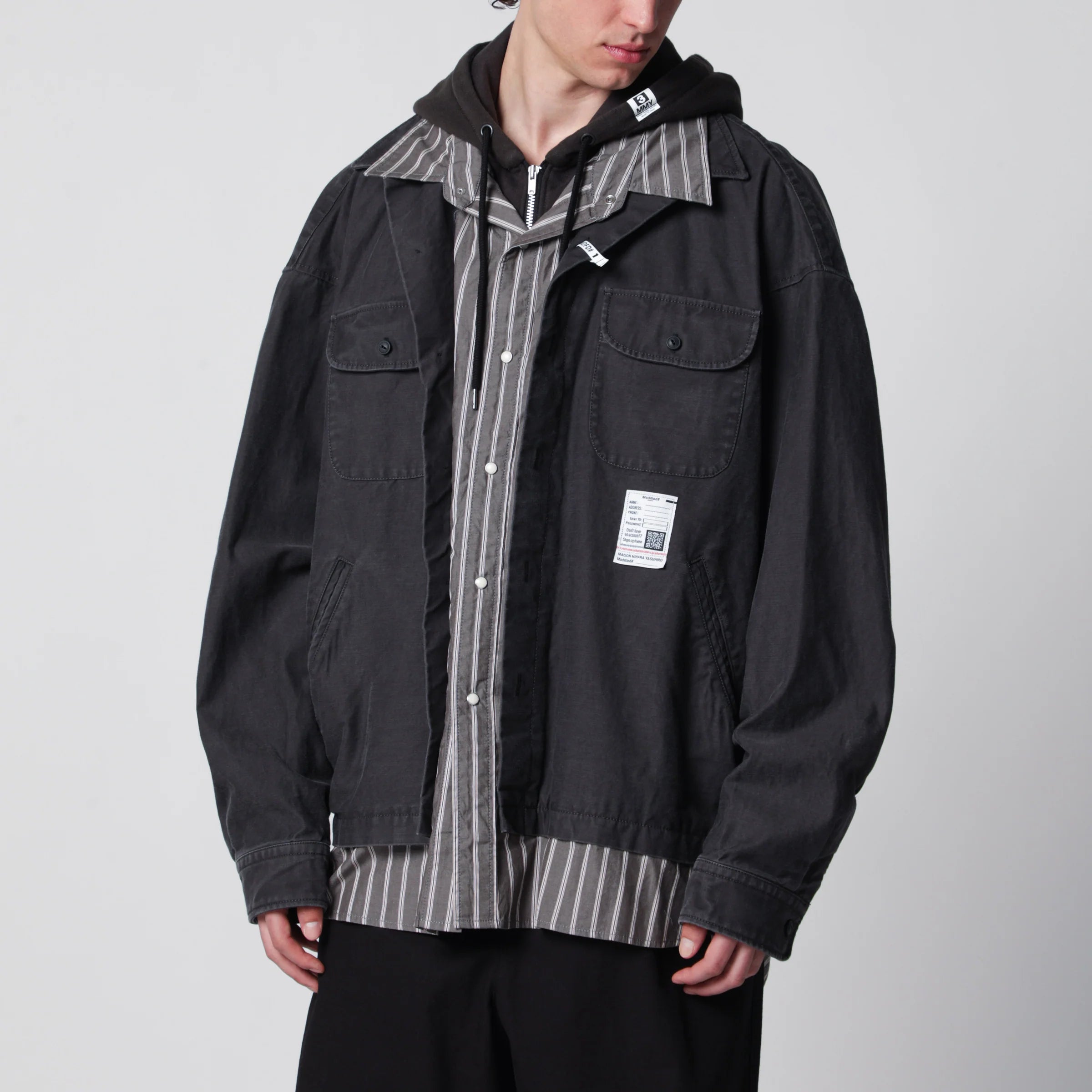 Maison MIHARA YASUHIRO Three-Layer Cotton Shirt - Black