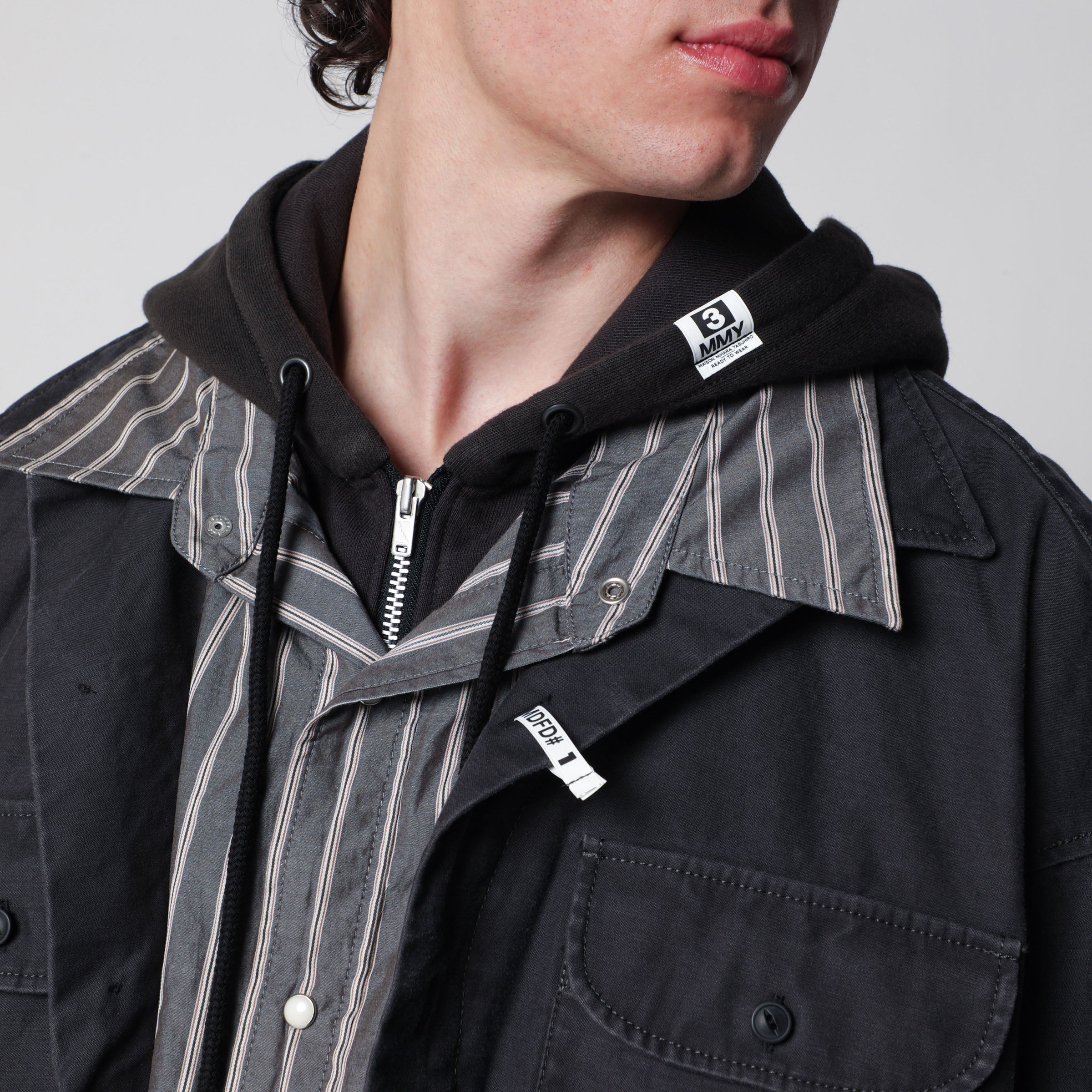 Maison MIHARA YASUHIRO Three-Layer Cotton Shirt - Black